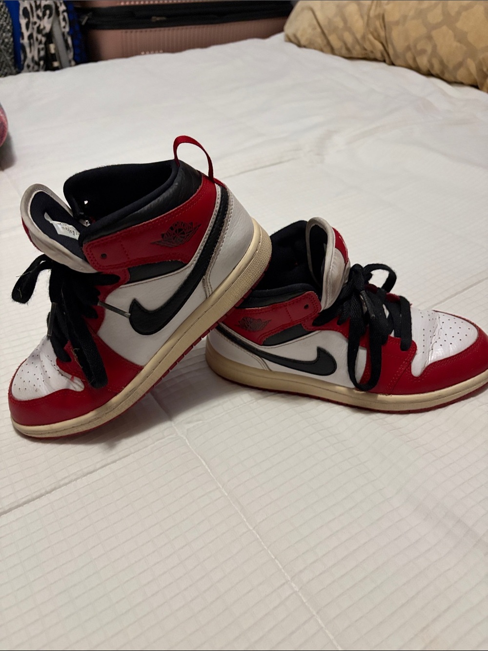 Jordan Kids Red White and Black High-Top Sneakers